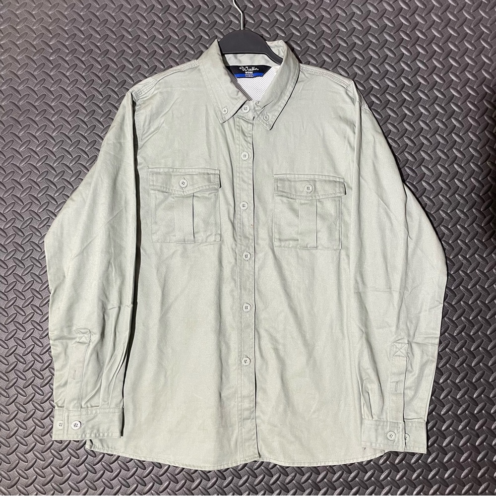 Walls Workwear Long Sleeve Large Green Button Down Men’s Shirt‎